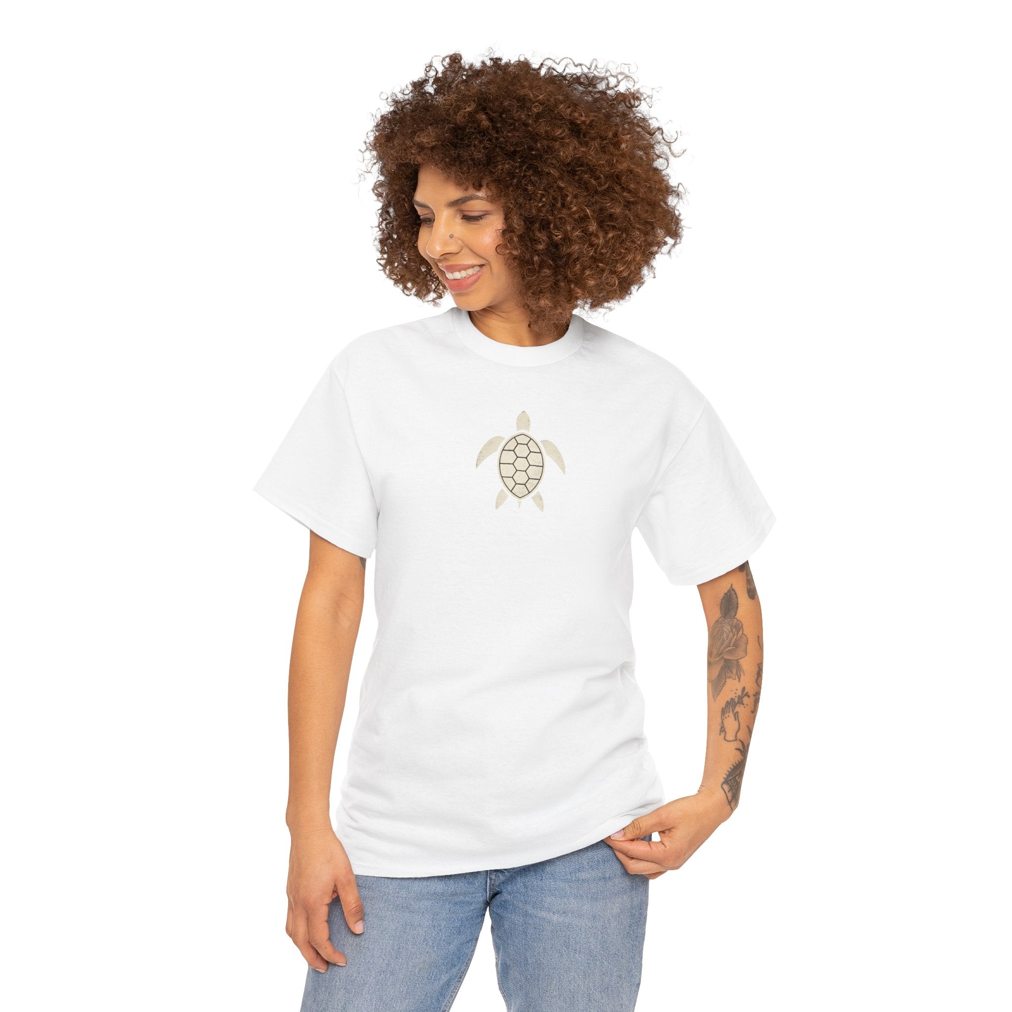 Vintage Shores T-Shirt-- Retro Beach Turtle Graphic Tee (Palm Trees, Sun & Waves)