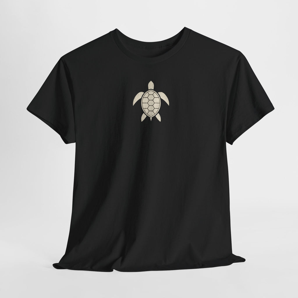 Vintage Shores T-Shirt-- Retro Beach Turtle Graphic Tee (Palm Trees, Sun & Waves)