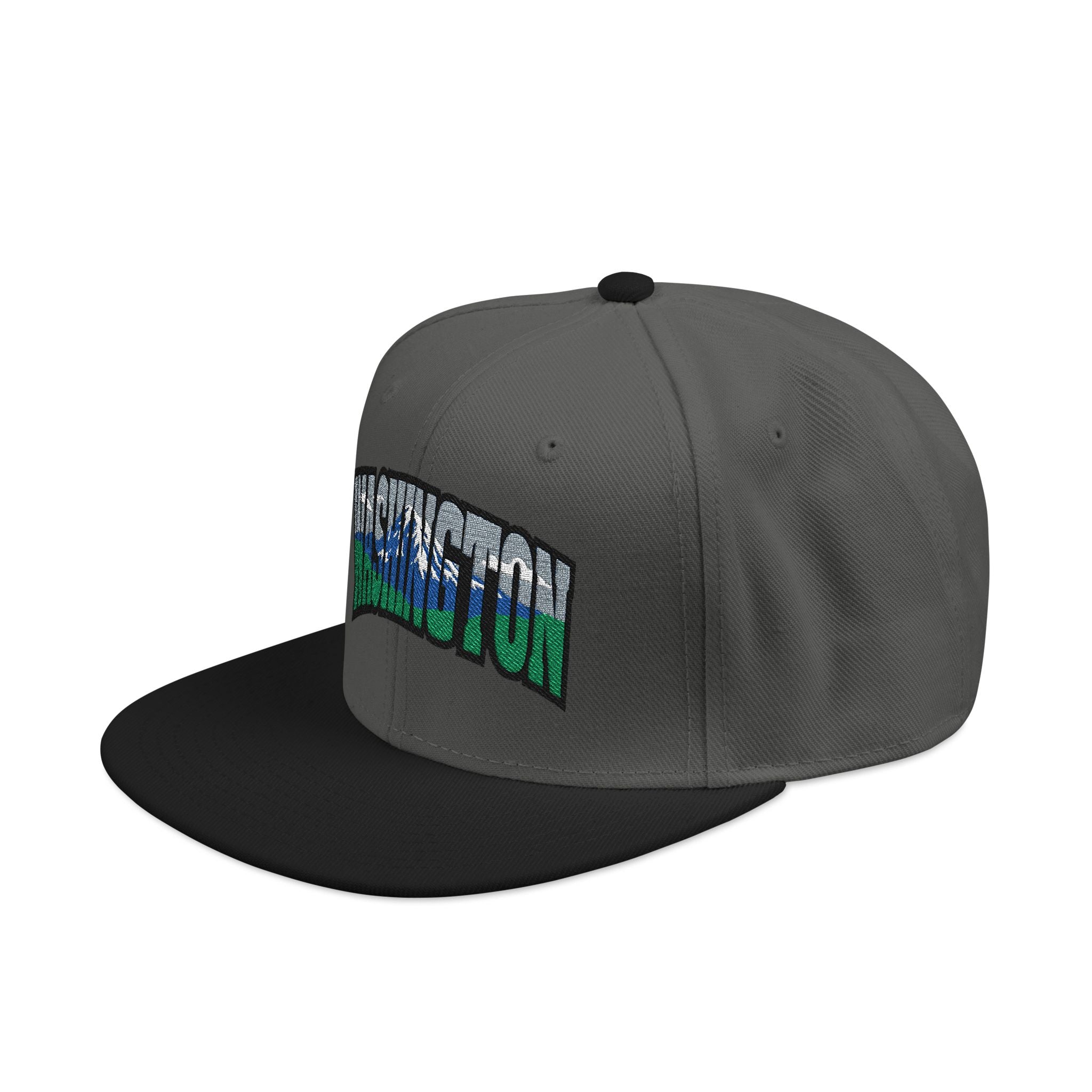 Washington License Plate Snapback Hat — Embroidered "Washington" Ombre Logo