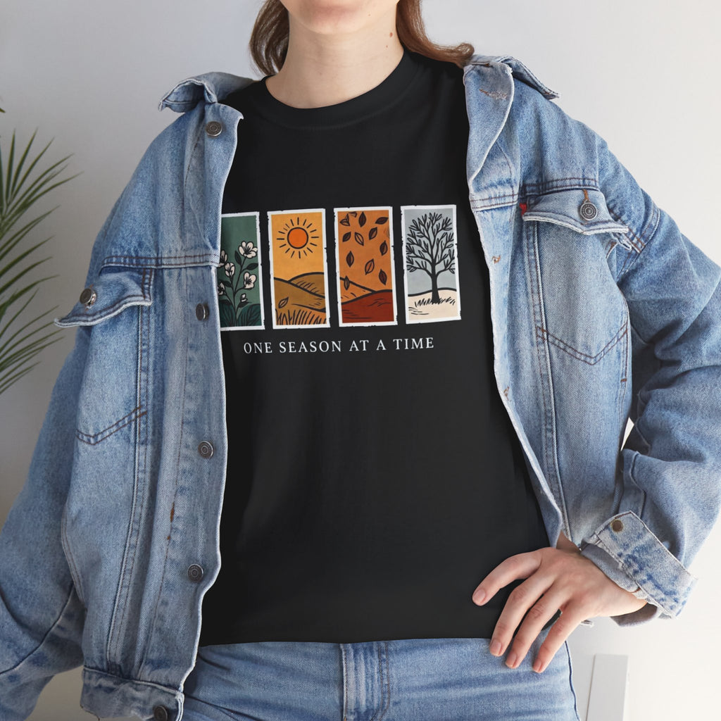 Seasons at a Time Tee — "One Season at a Time" Nature Graphic T‑Shirt