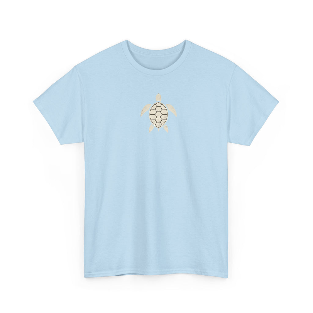 Vintage Shores T-Shirt-- Retro Beach Turtle Graphic Tee (Palm Trees, Sun & Waves)