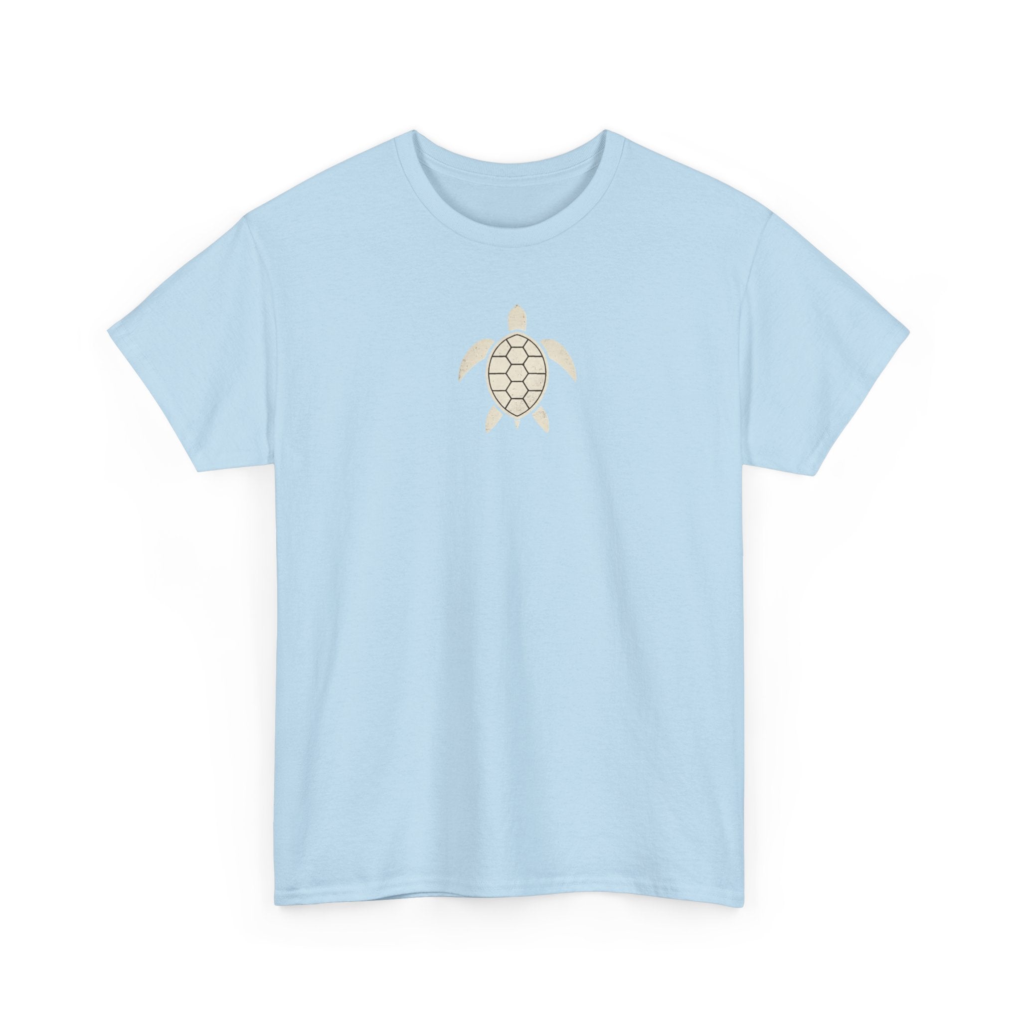 Vintage Shores T-Shirt-- Retro Beach Turtle Graphic Tee (Palm Trees, Sun & Waves)