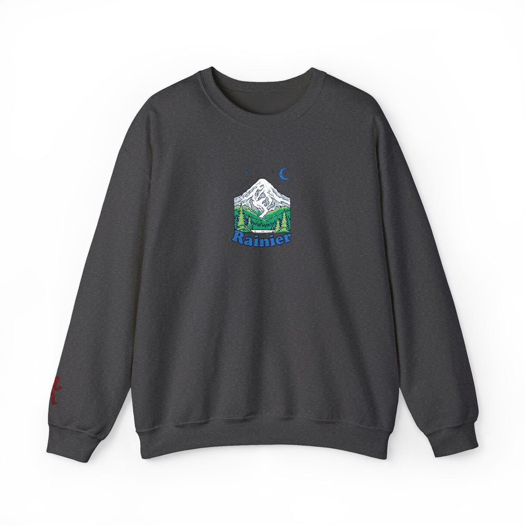 Mount Rainier Crewneck Sweatshirt — Sasquatch detail Right Sleeve