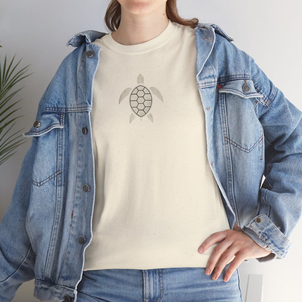 Vintage Shores T-Shirt-- Retro Beach Turtle Graphic Tee (Palm Trees, Sun & Waves)