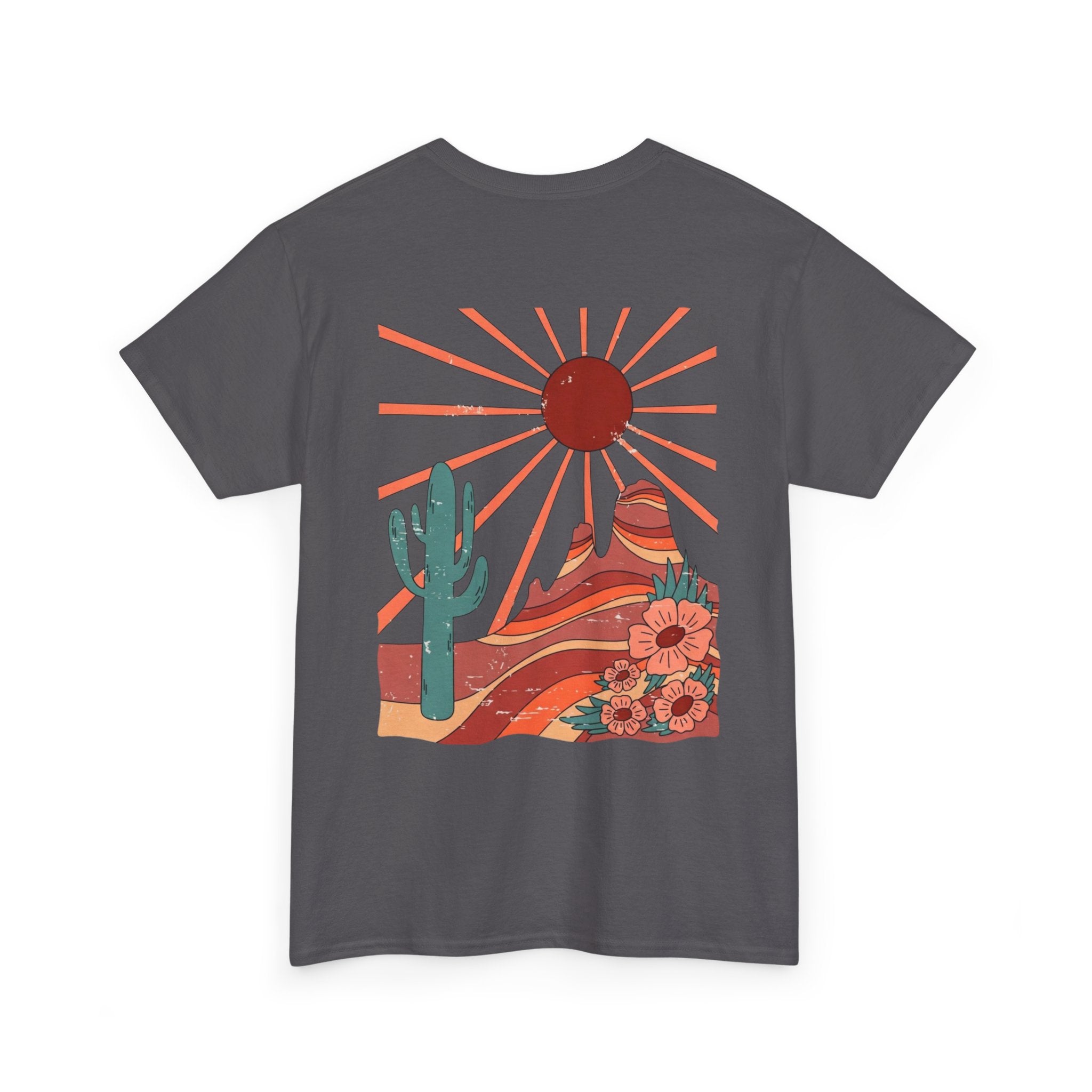 Desert Bloom T-Shirt — Retro Sun, Cactus & Floral Graphic Tee