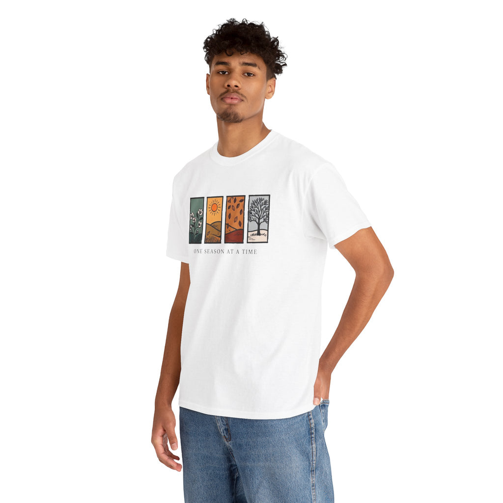 Seasons at a Time Tee — "One Season at a Time" Nature Graphic T‑Shirt
