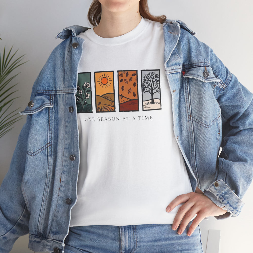 Seasons at a Time Tee — "One Season at a Time" Nature Graphic T‑Shirt