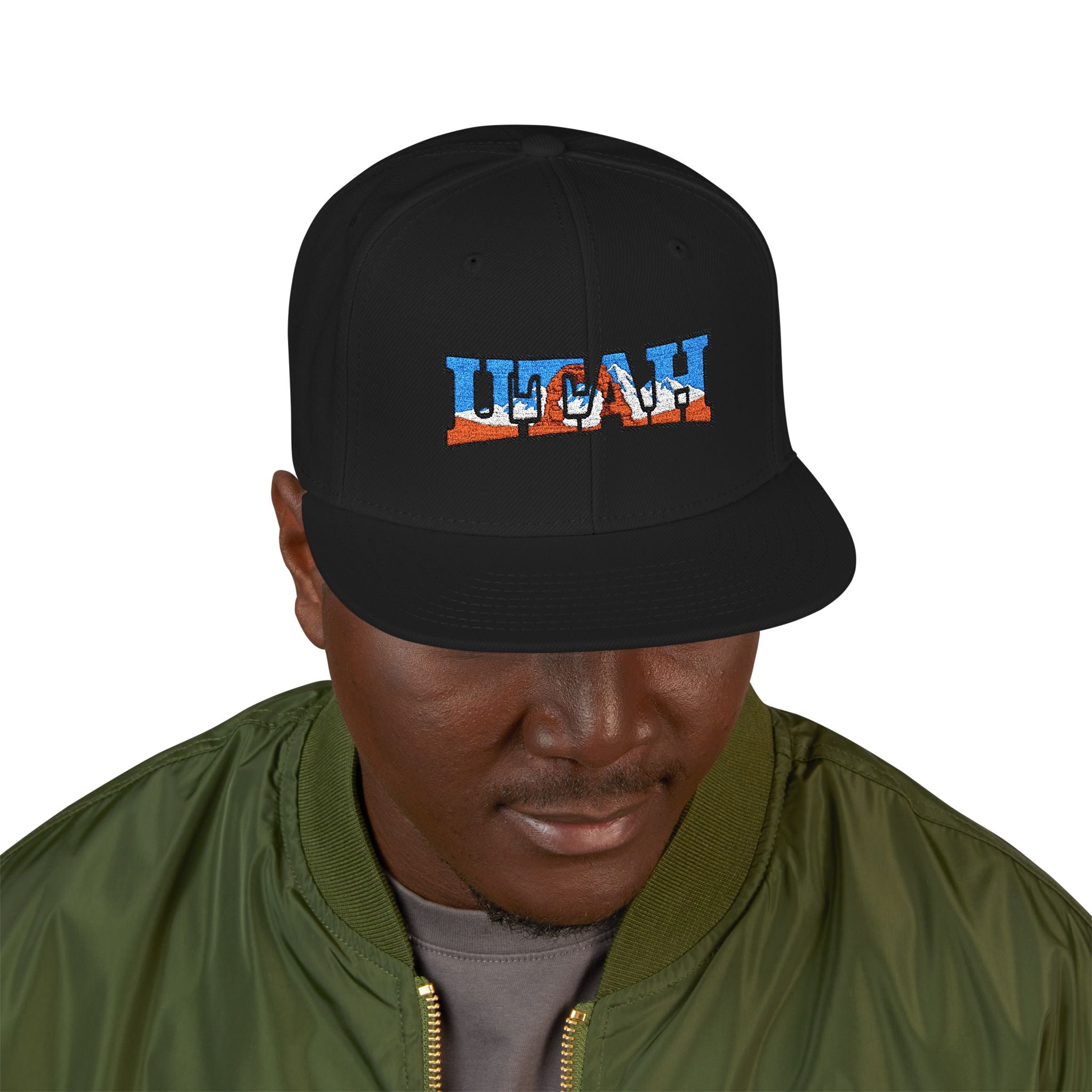 Snapback Hat — 'UTAH' Embroidered Vintage License Plate Cap