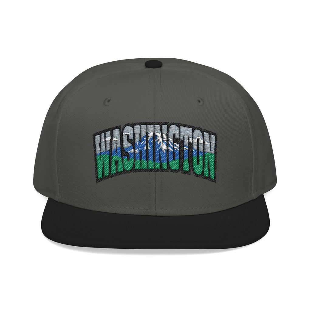 Washington License Plate Snapback Hat — Embroidered "Washington" Ombre Logo