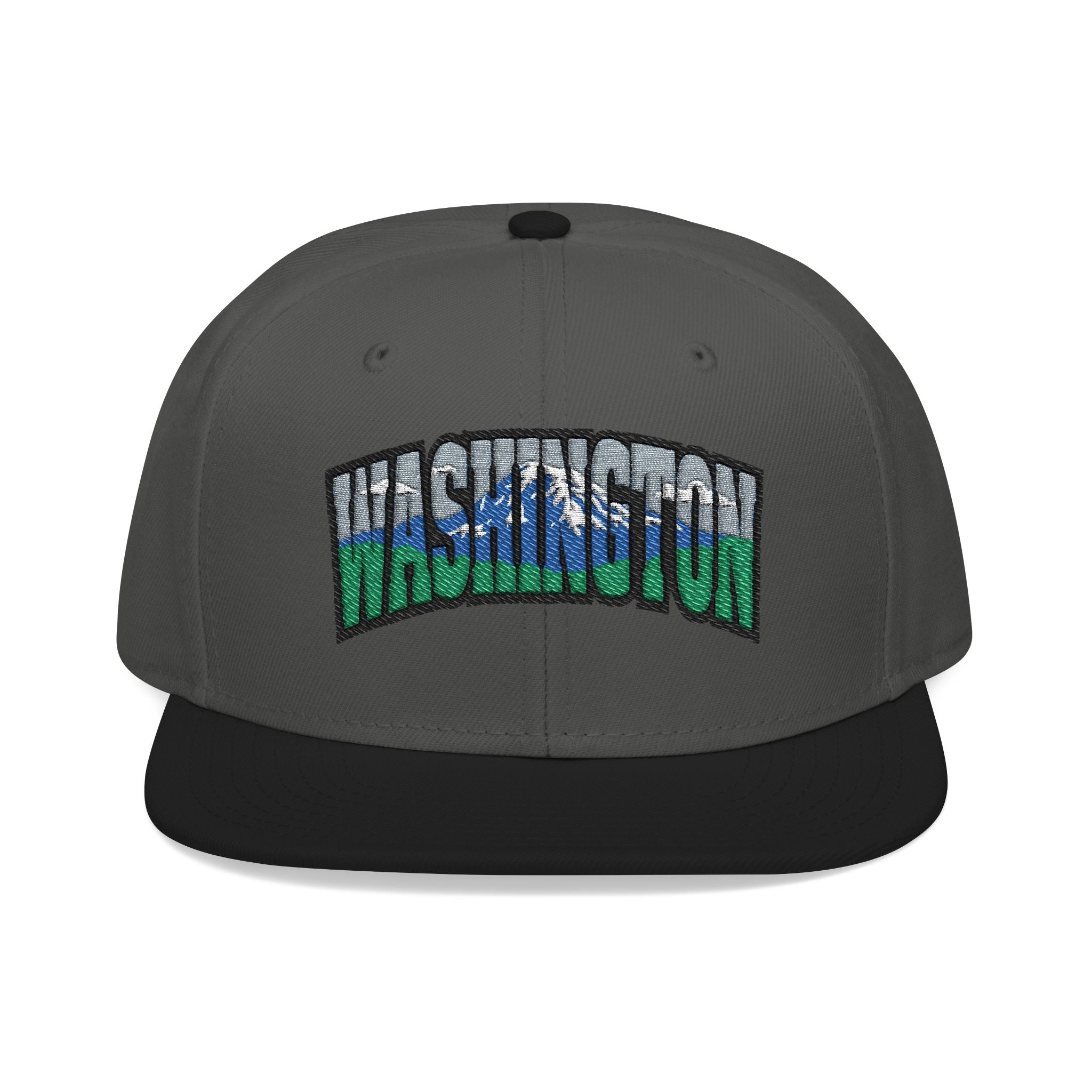 Washington License Plate Snapback Hat — Embroidered "Washington" Ombre Logo