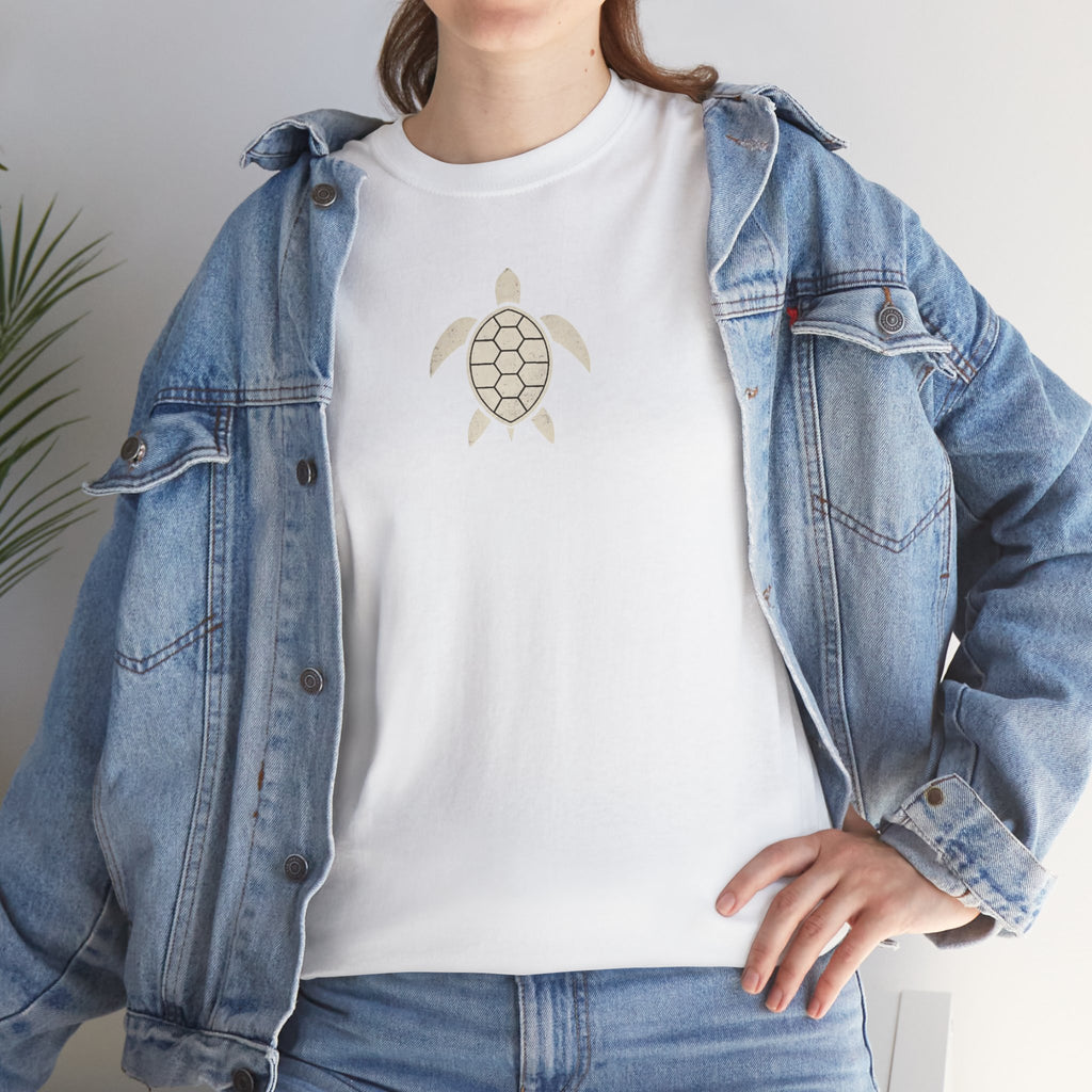 Vintage Shores T-Shirt-- Retro Beach Turtle Graphic Tee (Palm Trees, Sun & Waves)