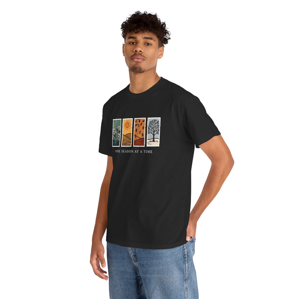 Seasons at a Time Tee — "One Season at a Time" Nature Graphic T‑Shirt