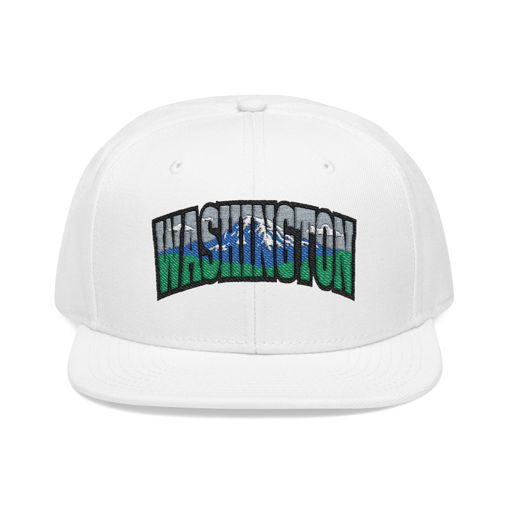 Washington License Plate Snapback Hat — Embroidered "Washington" Ombre Logo