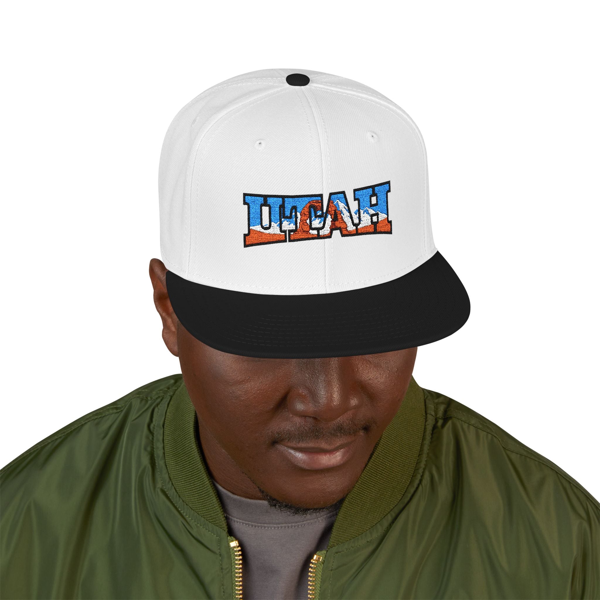 Snapback Hat — 'UTAH' Embroidered Vintage License Plate Cap