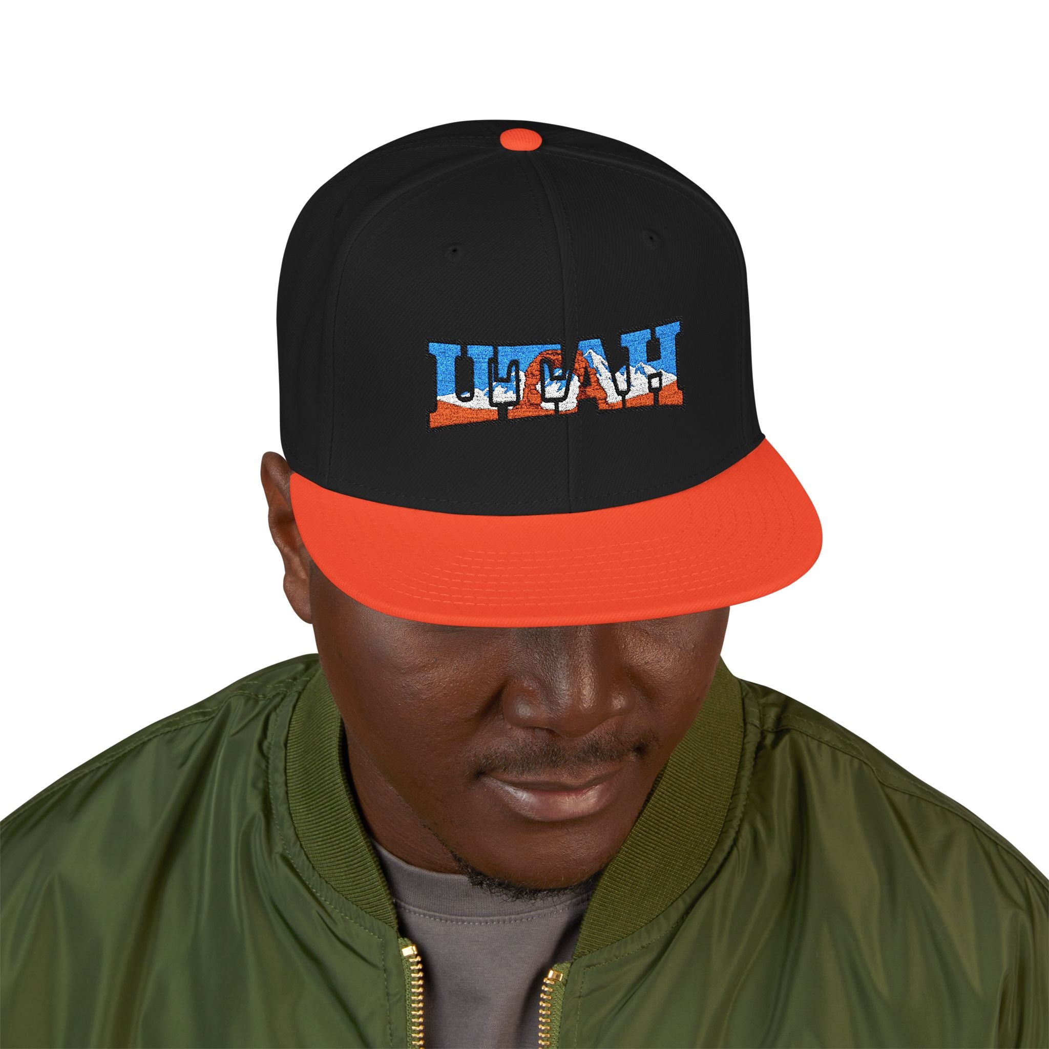 Snapback Hat — 'UTAH' Embroidered Vintage License Plate Cap