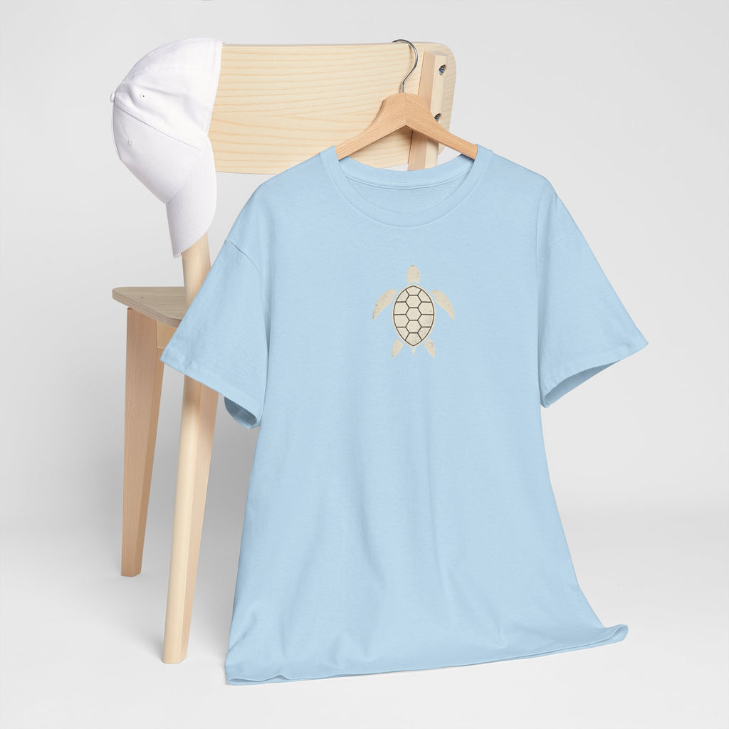 Vintage Shores T-Shirt-- Retro Beach Turtle Graphic Tee (Palm Trees, Sun & Waves)