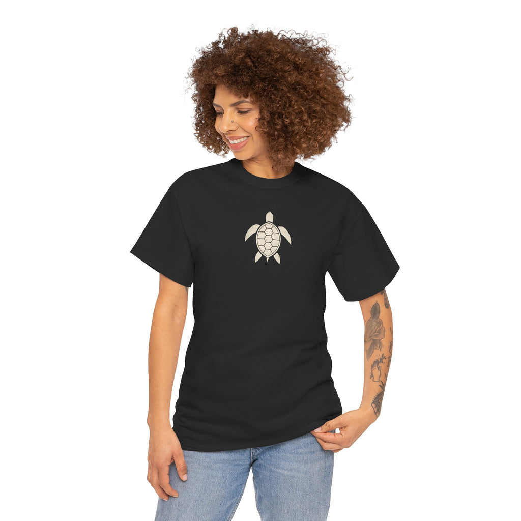 Vintage Shores T-Shirt-- Retro Beach Turtle Graphic Tee (Palm Trees, Sun & Waves)