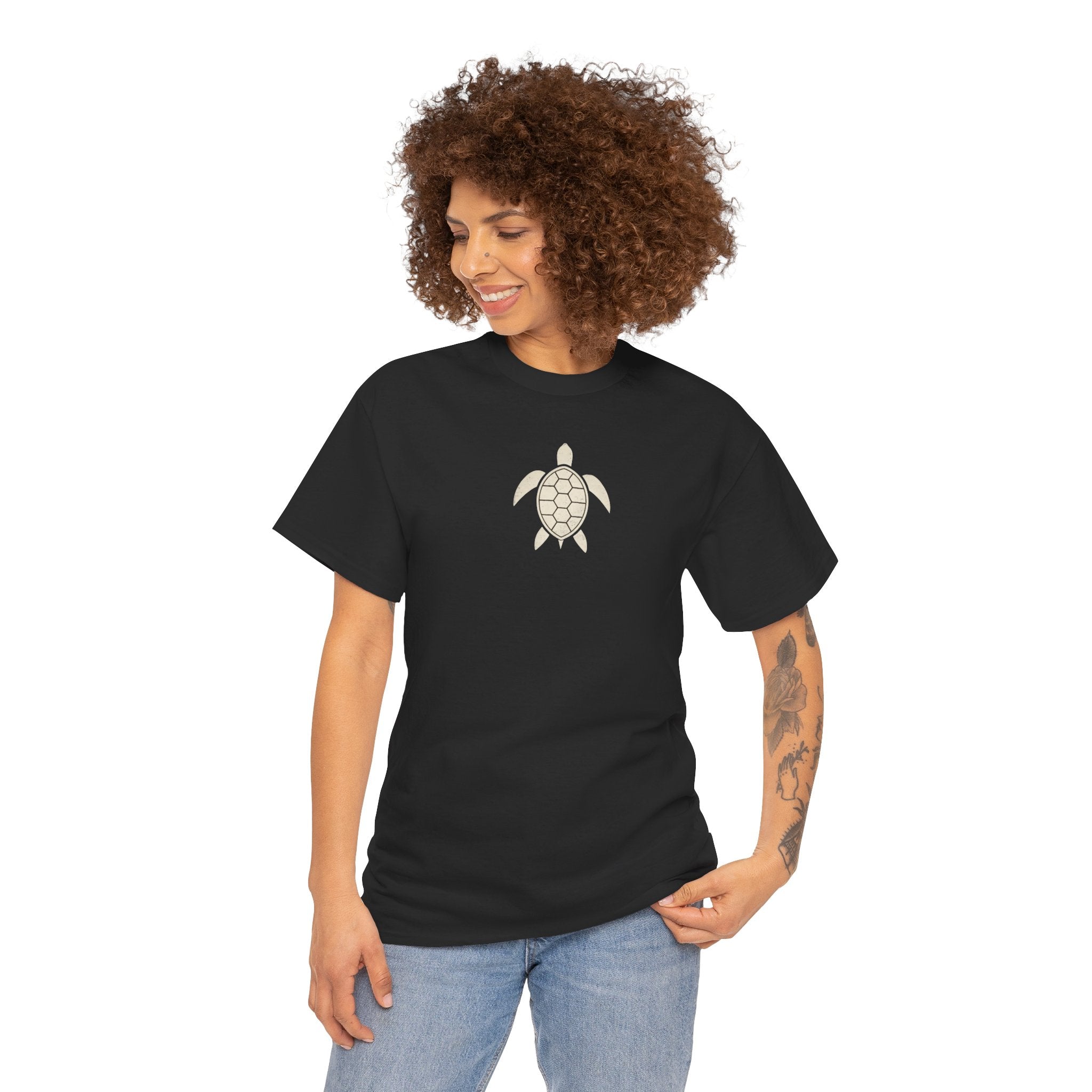 Vintage Shores T-Shirt-- Retro Beach Turtle Graphic Tee (Palm Trees, Sun & Waves)