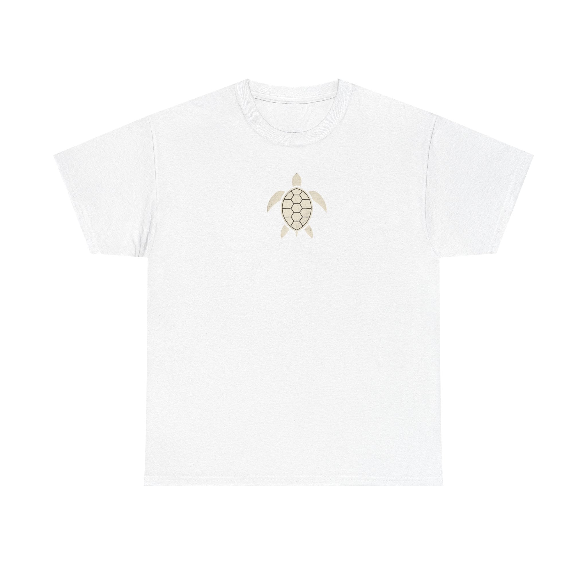 Vintage Shores T-Shirt-- Retro Beach Turtle Graphic Tee (Palm Trees, Sun & Waves)