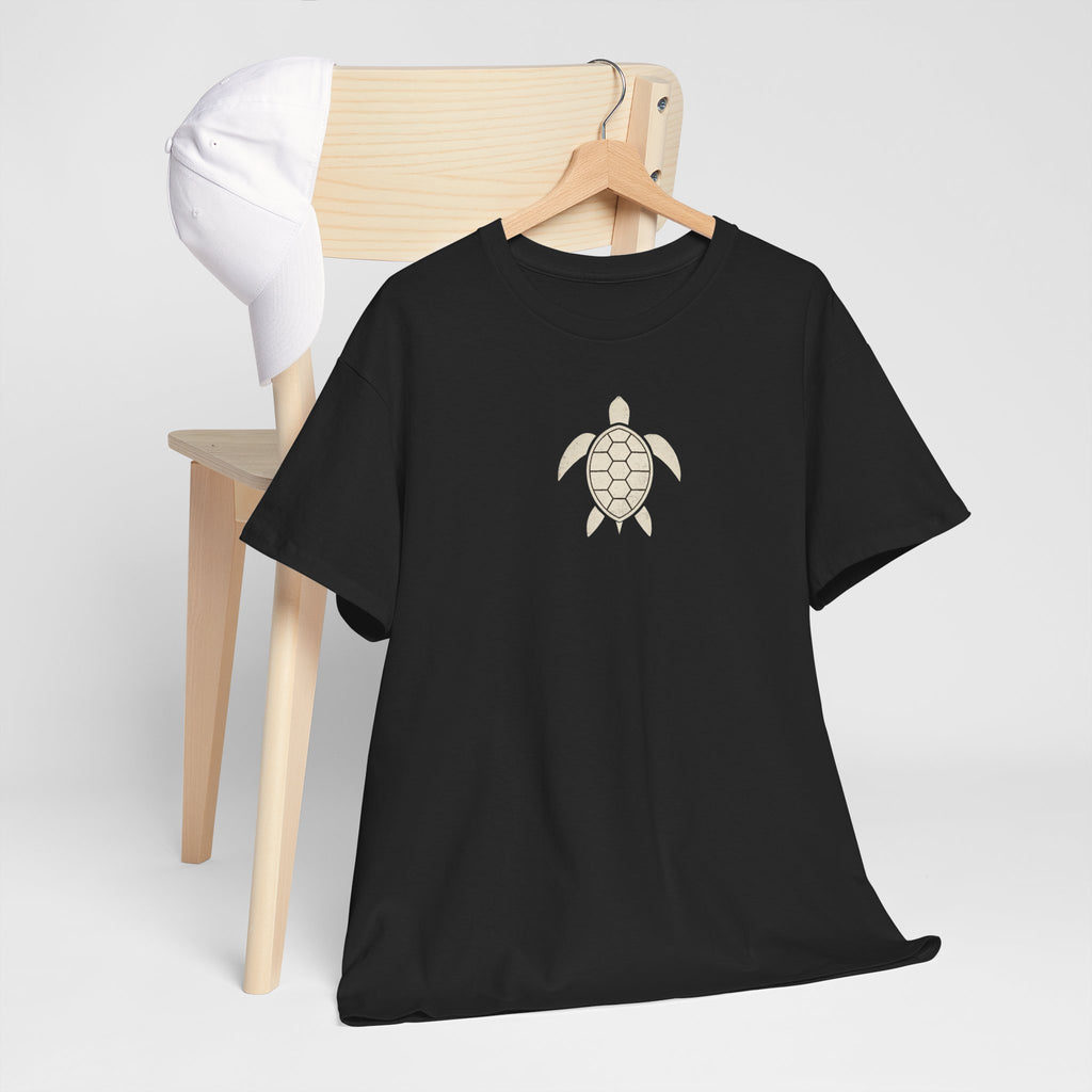 Vintage Shores T-Shirt-- Retro Beach Turtle Graphic Tee (Palm Trees, Sun & Waves)