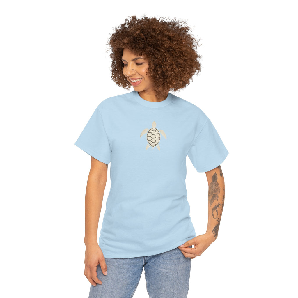 Vintage Shores T-Shirt-- Retro Beach Turtle Graphic Tee (Palm Trees, Sun & Waves)