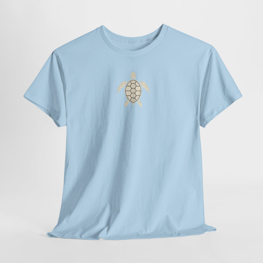 Vintage Shores T-Shirt-- Retro Beach Turtle Graphic Tee (Palm Trees, Sun & Waves)