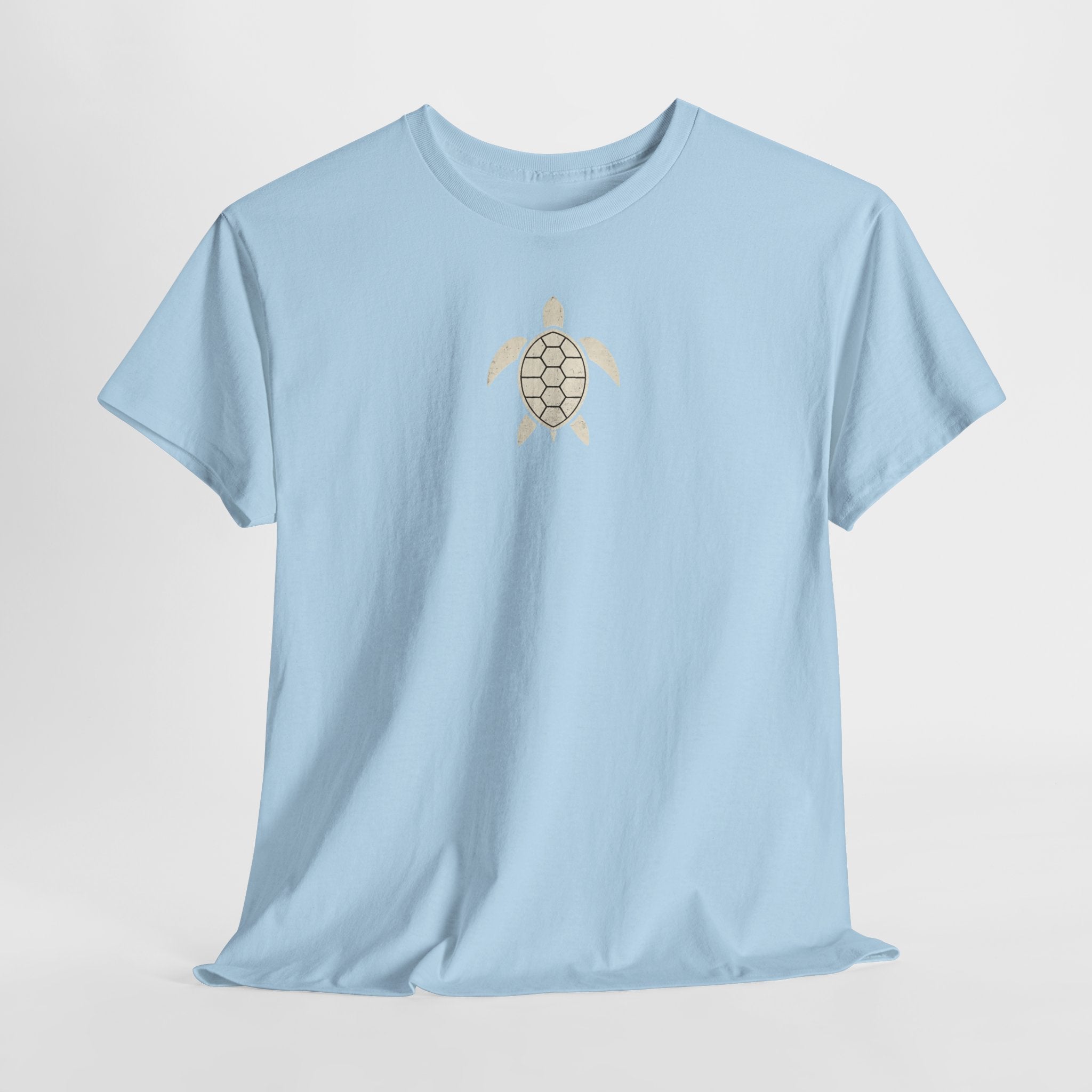 Vintage Shores T-Shirt-- Retro Beach Turtle Graphic Tee (Palm Trees, Sun & Waves)