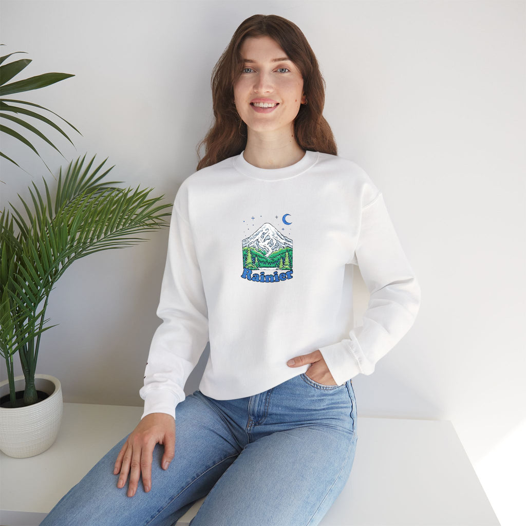 Mount Rainier Crewneck Sweatshirt — Sasquatch detail Right Sleeve