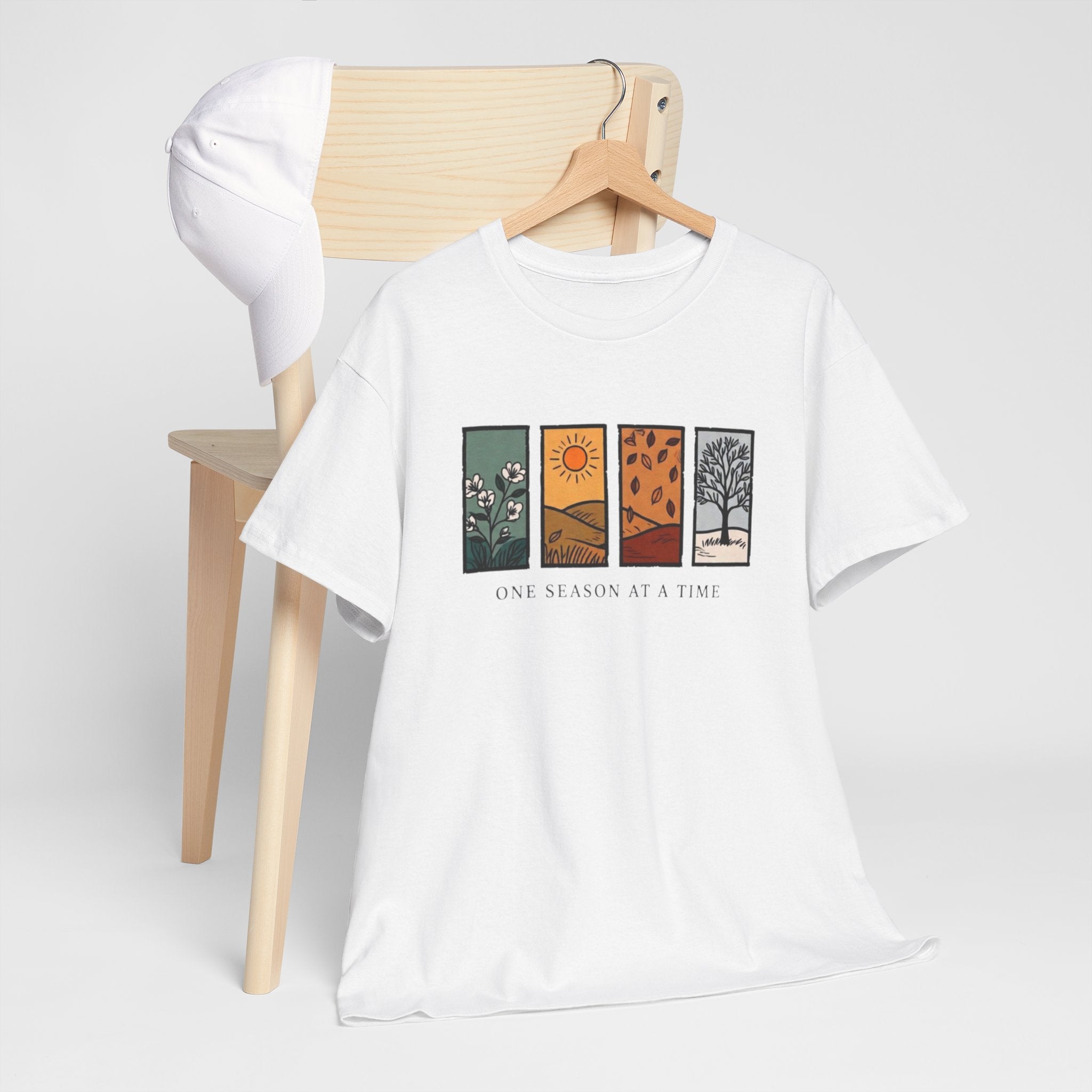 Seasons at a Time Tee — "One Season at a Time" Nature Graphic T‑Shirt