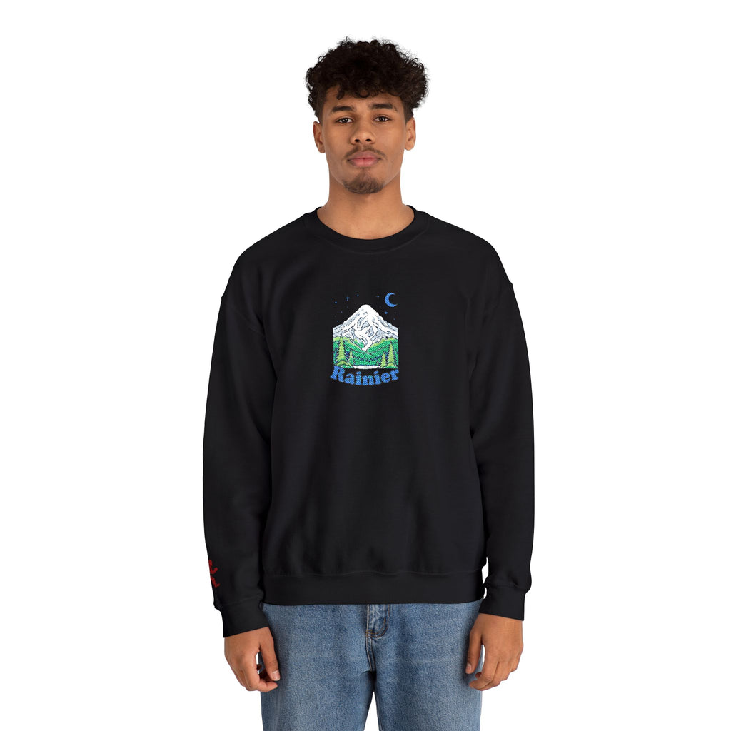 Mount Rainier Crewneck Sweatshirt — Sasquatch detail Right Sleeve