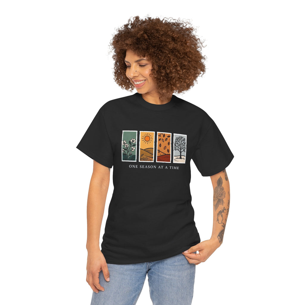 Seasons at a Time Tee — "One Season at a Time" Nature Graphic T‑Shirt