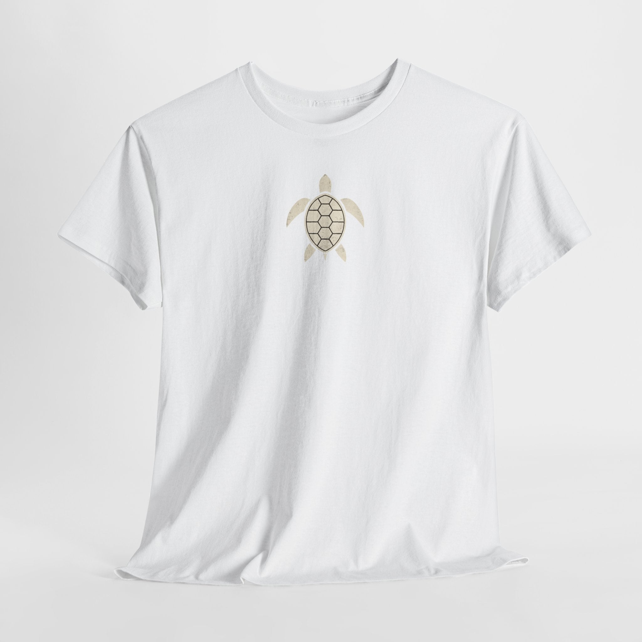 Vintage Shores T-Shirt-- Retro Beach Turtle Graphic Tee (Palm Trees, Sun & Waves)
