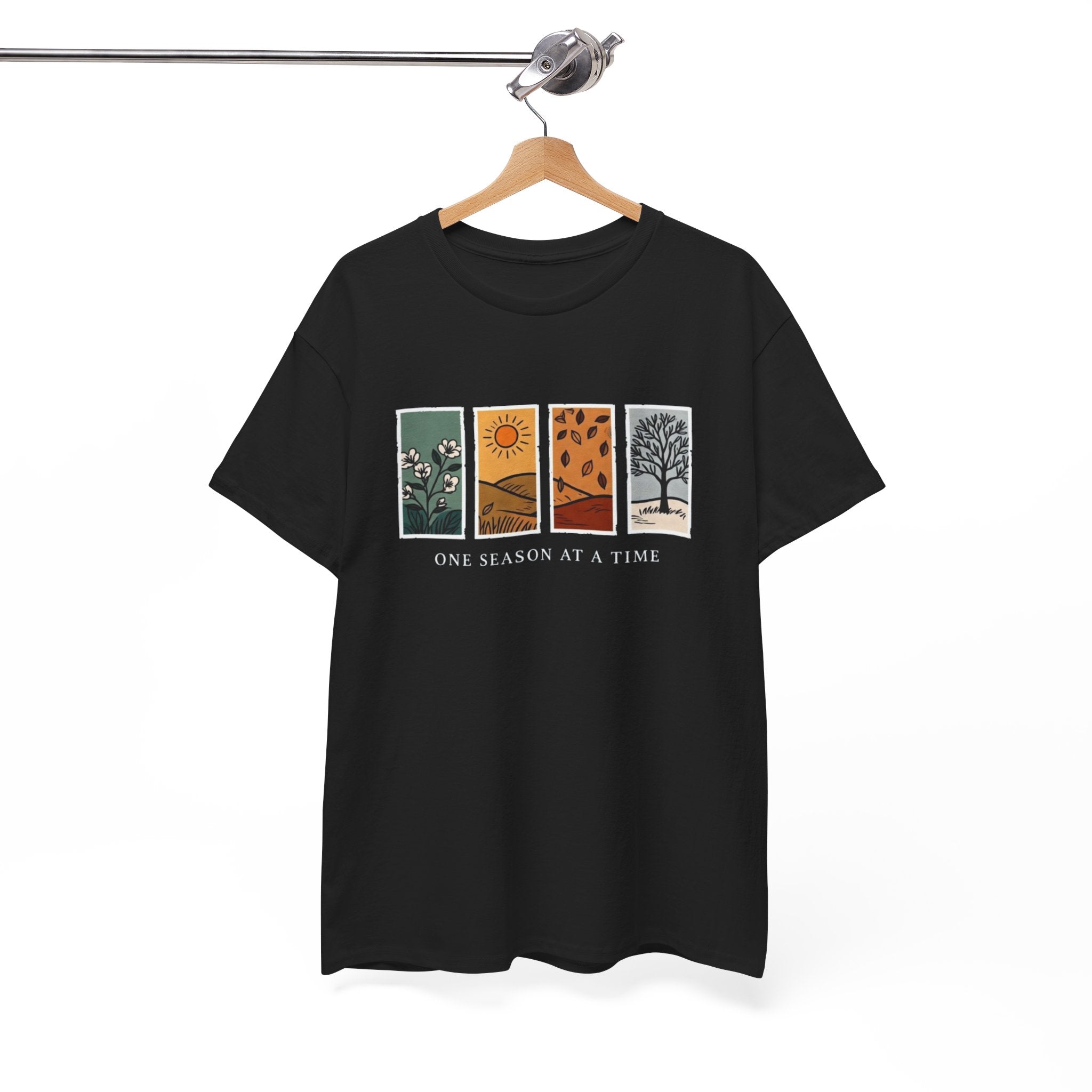 Seasons at a Time Tee — "One Season at a Time" Nature Graphic T‑Shirt