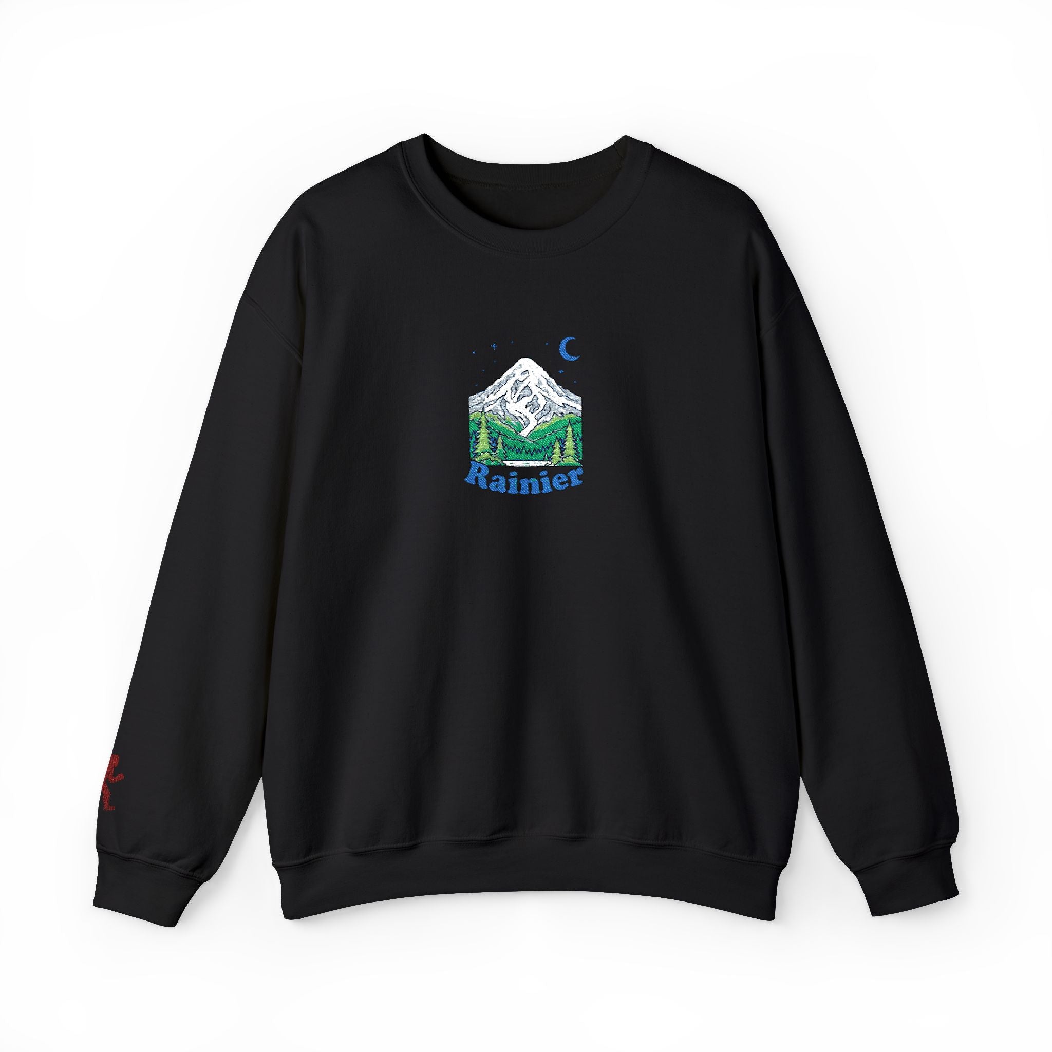 Mount Rainier Crewneck Sweatshirt — Sasquatch detail Right Sleeve