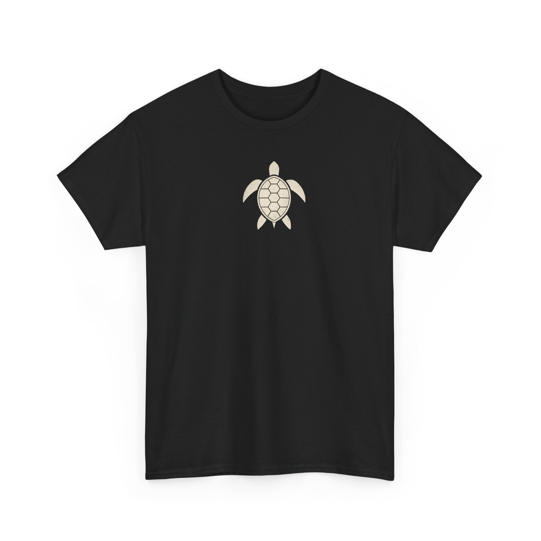 Vintage Shores T-Shirt-- Retro Beach Turtle Graphic Tee (Palm Trees, Sun & Waves)