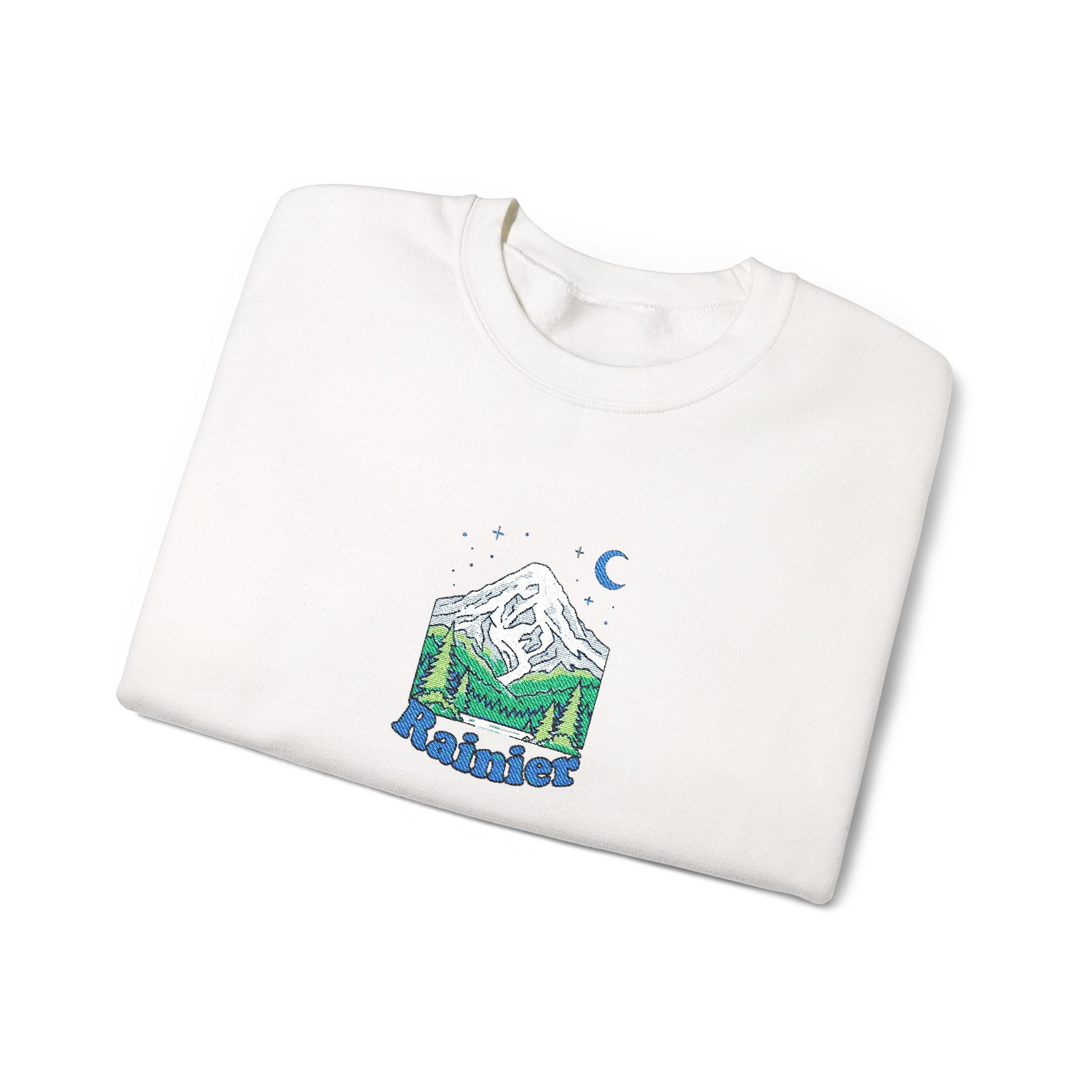 Mount Rainier Crewneck Sweatshirt — Sasquatch detail Right Sleeve