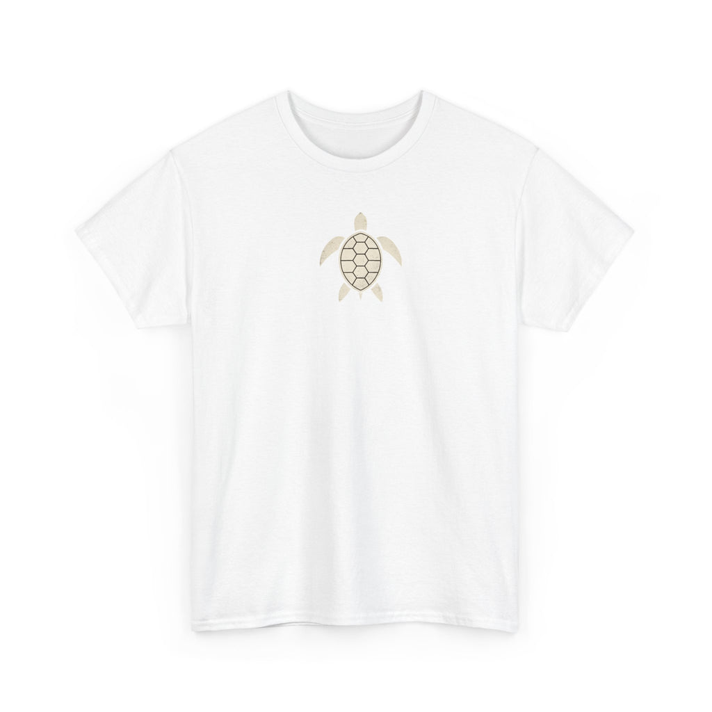 Vintage Shores T-Shirt-- Retro Beach Turtle Graphic Tee (Palm Trees, Sun & Waves)
