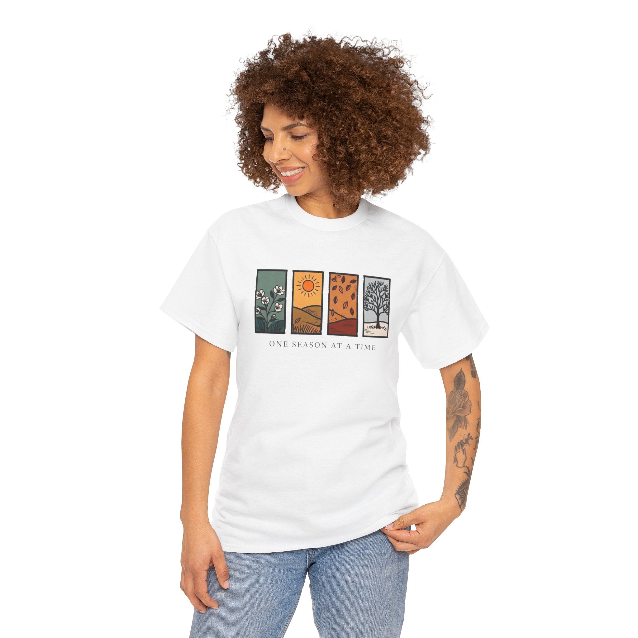 Seasons at a Time Tee — "One Season at a Time" Nature Graphic T‑Shirt