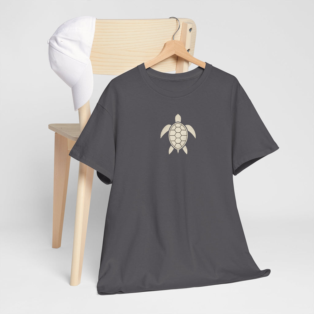 Vintage Shores T-Shirt-- Retro Beach Turtle Graphic Tee (Palm Trees, Sun & Waves)