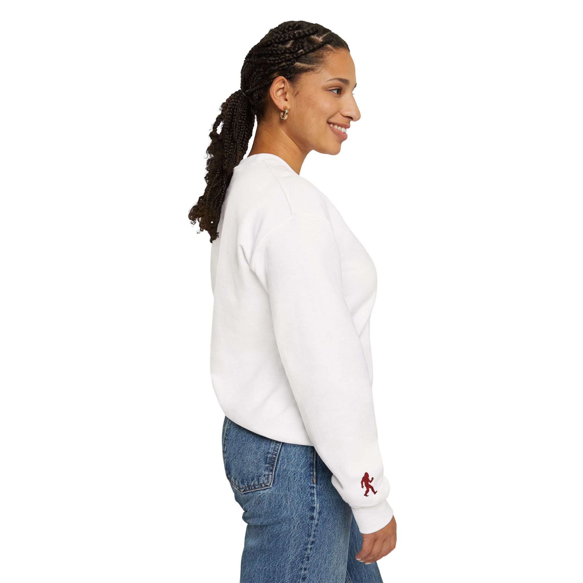 Mount Rainier Crewneck Sweatshirt — Sasquatch detail Right Sleeve